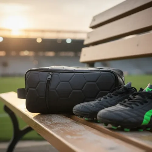 Botinero de cuero PU con diseño de gajos de fútbol talle 44/45 — personalizable con logo — Promobaires Buenos Aires