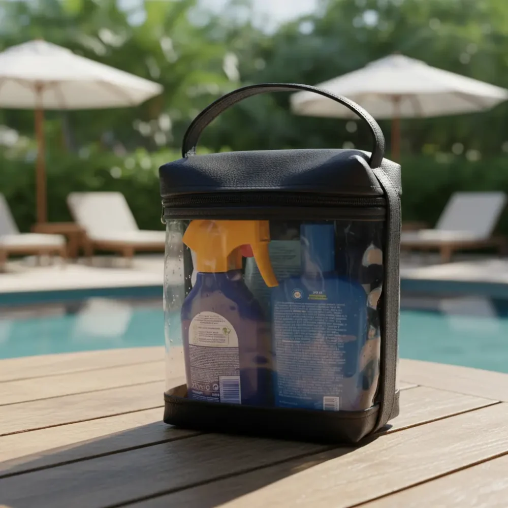 D_NQ_NP_2X_643327-MLA102830383255_122025-F Neceser de verano transparente de PVC cristal rosa para playa y viaje: personalizable con logo, Promobaires Buenos Aires