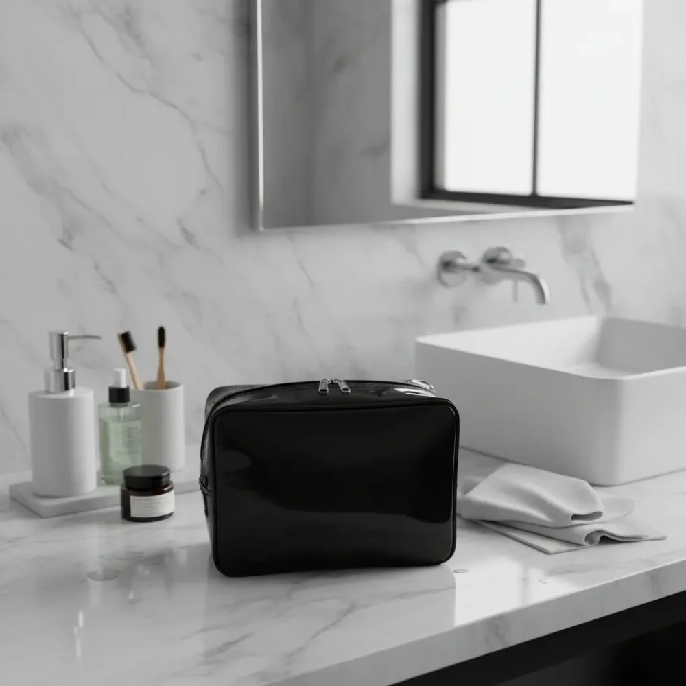 D_NQ_NP_2X_828247-MLA102324565024_122025-F Neceser porta cosméticos de viaje XL en PU charolado: personalizable con logo, Promobaires Buenos Aires