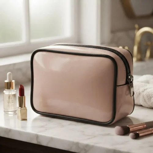 Neceser porta cosméticos de viaje small en PU charolado — personalizable con logo — Promobaires Buenos Aires